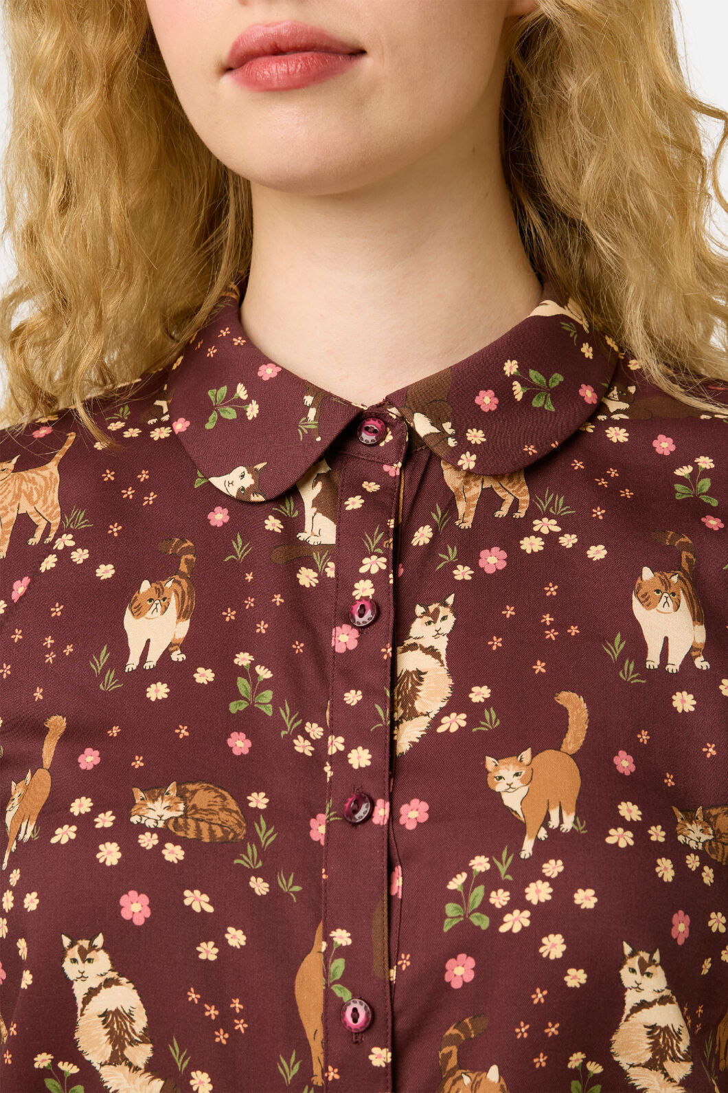 Princess Highway - Cute Cats Blouse - plum