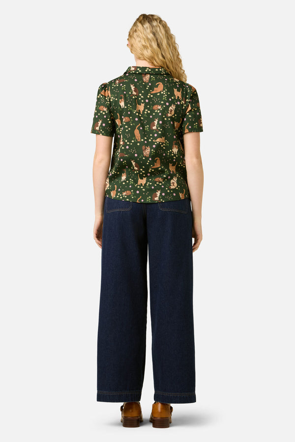 Princess Highway - Cute Cats Blouse - green