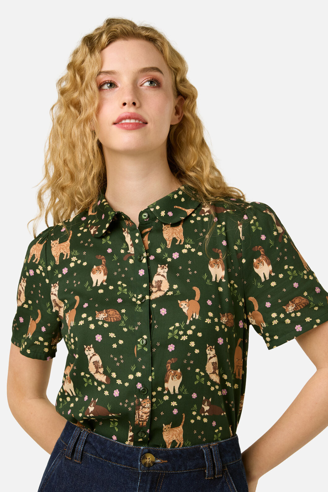 Princess Highway - Cute Cats Blouse - green