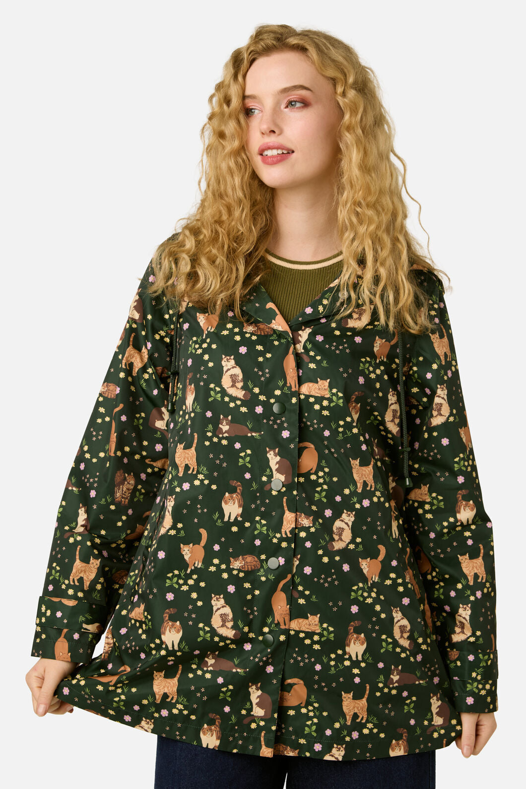 Princess Highway - Cute Cats Raincoat - green