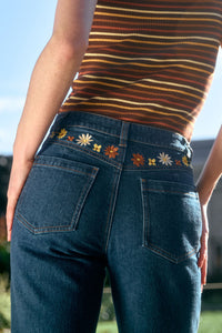 Princess Highway - Twiggy Floral Embroidered Jean - blue-denim