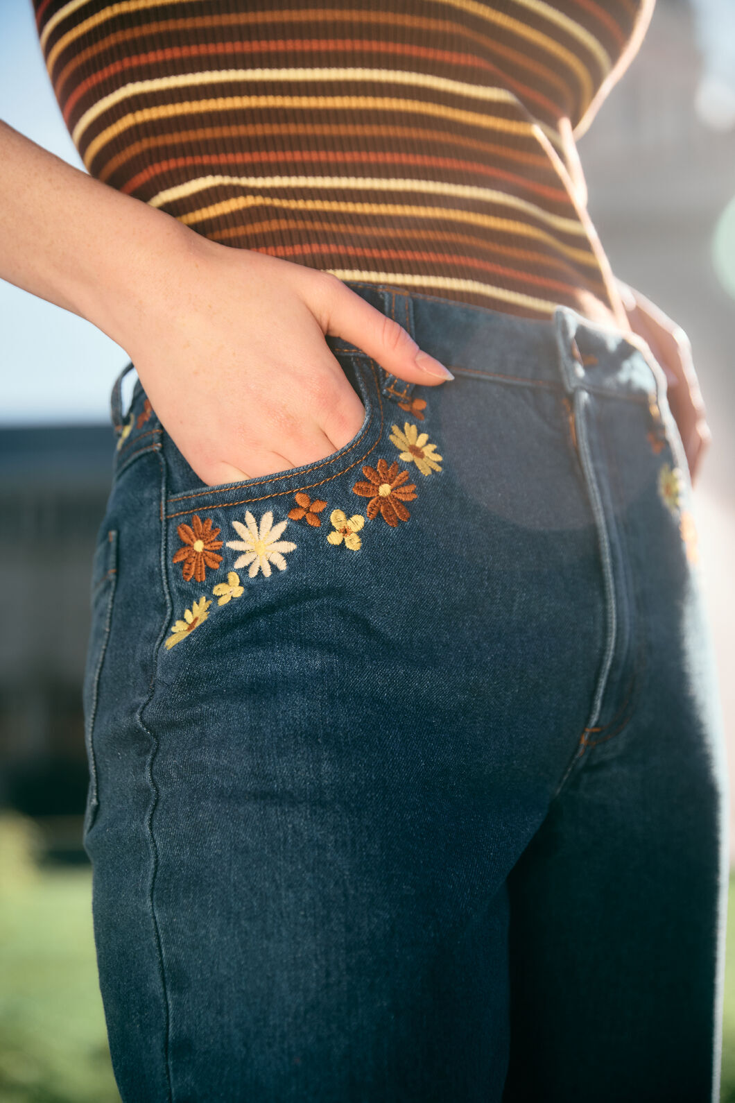 Princess Highway - Twiggy Floral Embroidered Jean - blue-denim