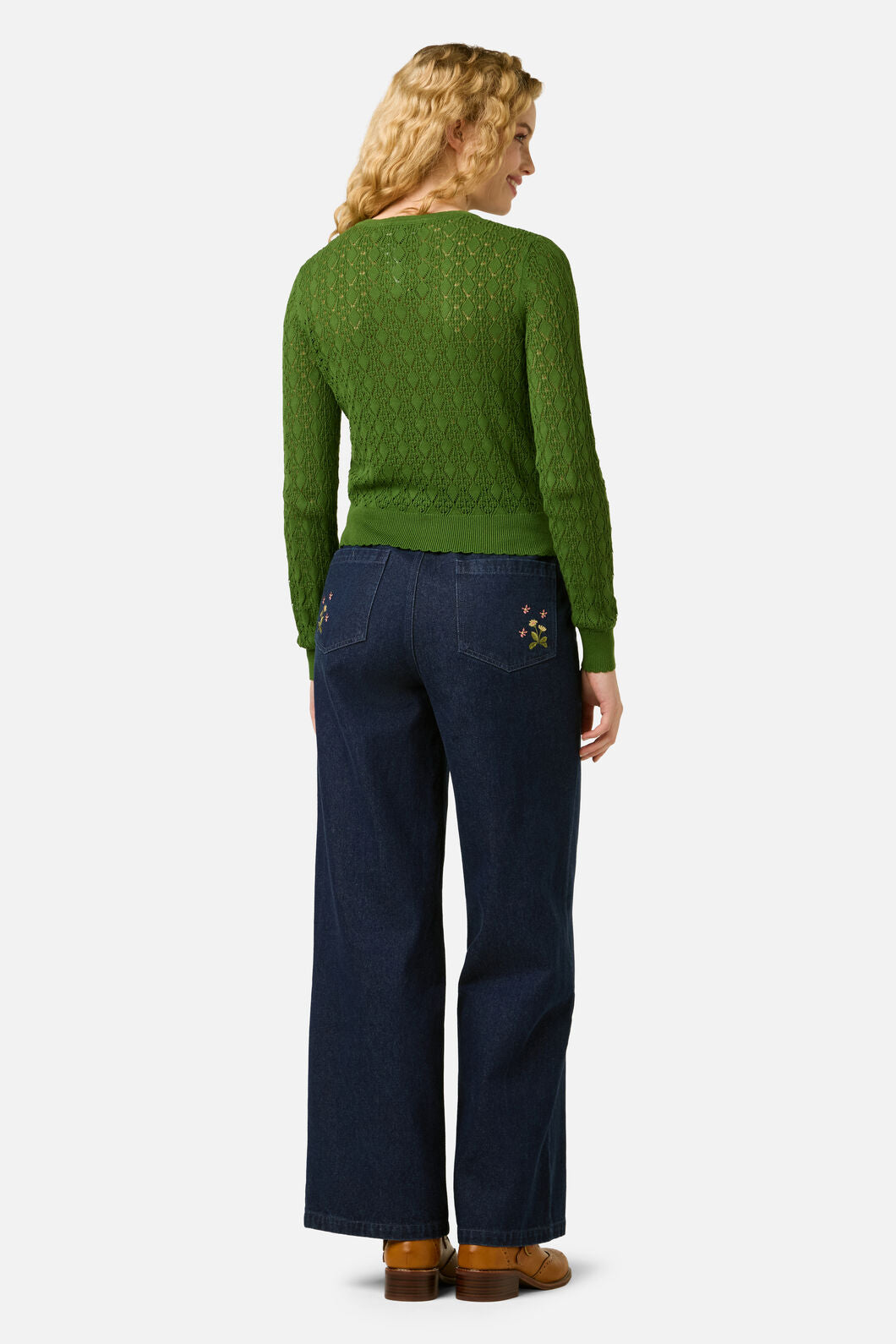 Princess Highway - Clara Pointelle Cardigan - green