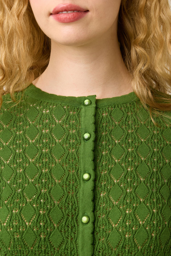 Princess Highway - Clara Pointelle Cardigan - green