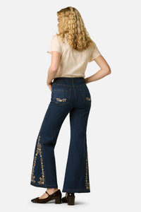 Princess Highway - Luxe Fleur Embroidered Jean - blue-denim