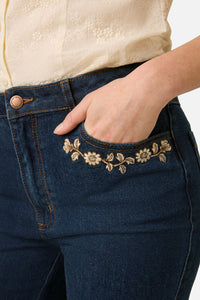 Princess Highway - Luxe Fleur Embroidered Jean - blue-denim