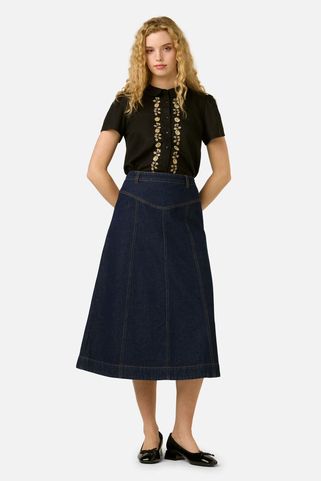 Princess Highway - Luxe Fleur Embroidered Blouse - black