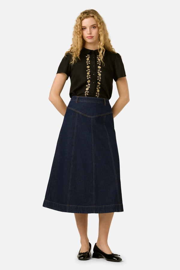 Princess Highway - Luxe Fleur Embroidered Blouse - black
