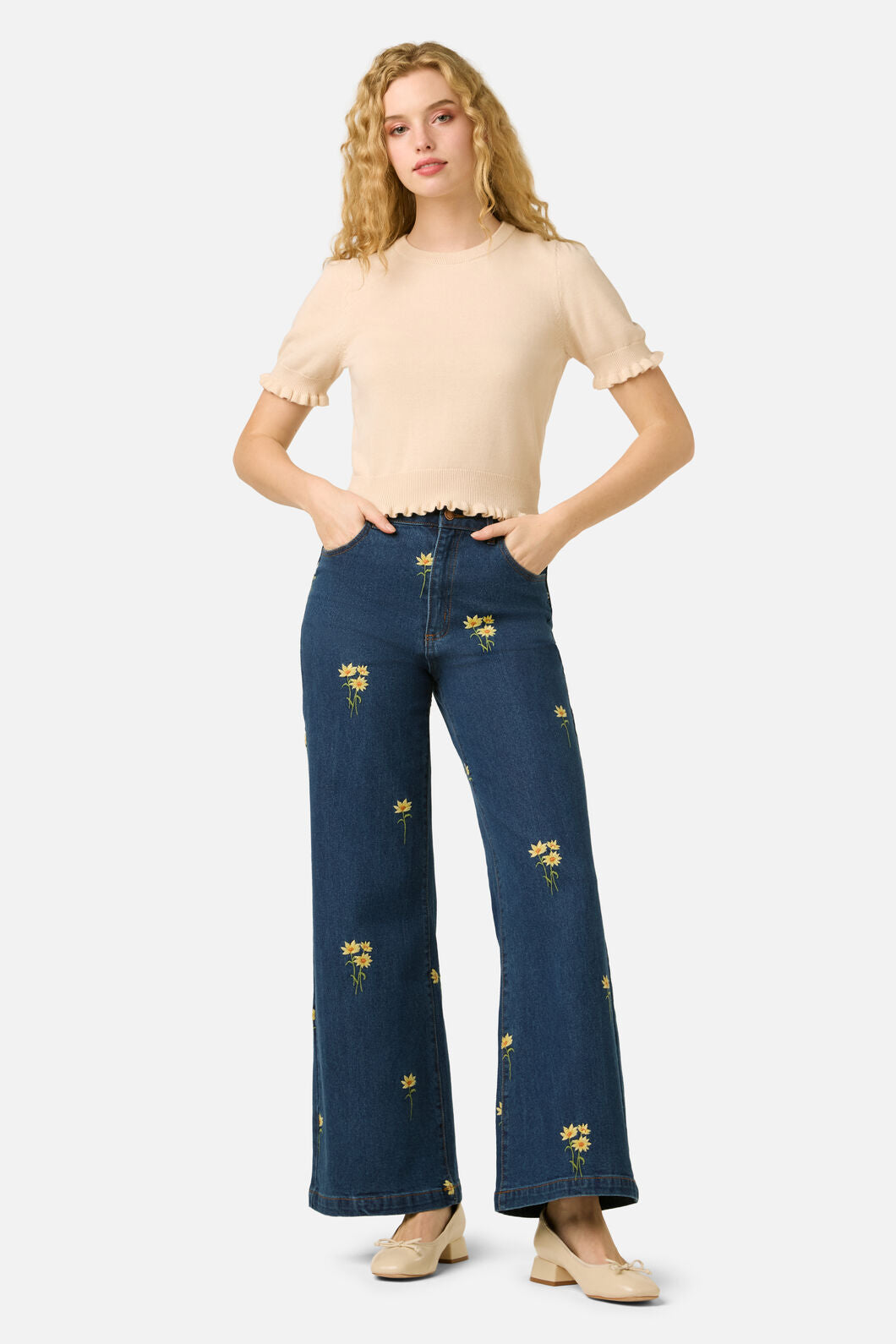 Princess Highway - Zoe Ruffle Knit Top - cream