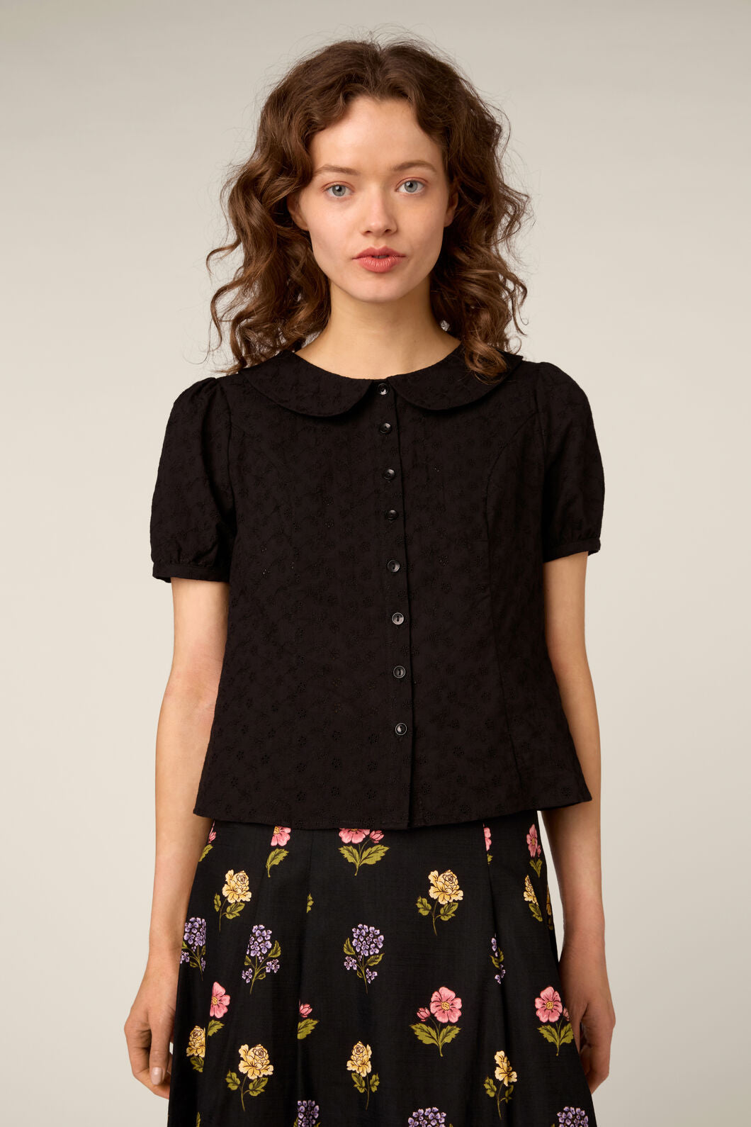 Princess Highway - Lorelei Sweet Broderie Blouse - black