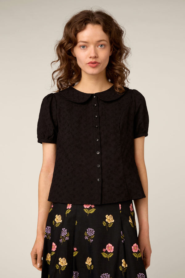 Princess Highway - Lorelei Sweet Broderie Blouse - black