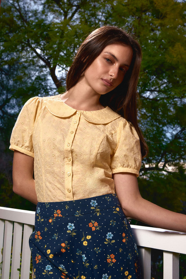Princess Highway - Lorelei Sweet Broderie Blouse - buttercream