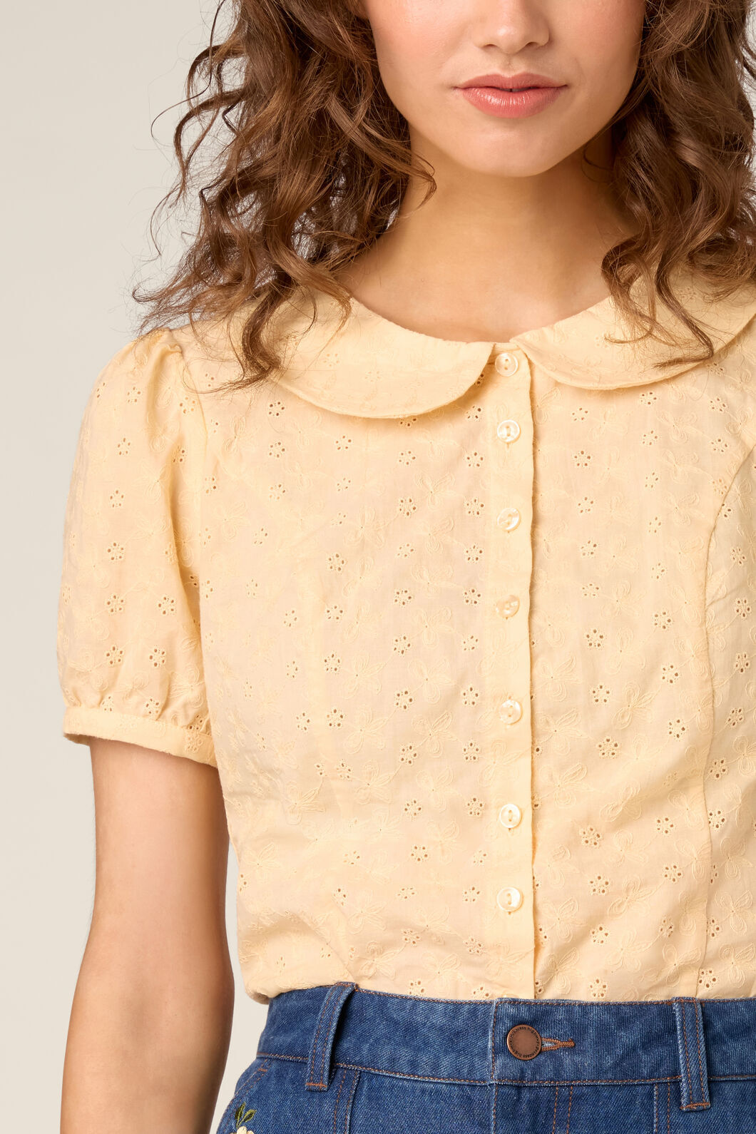 Princess Highway - Lorelei Sweet Broderie Blouse - buttercream