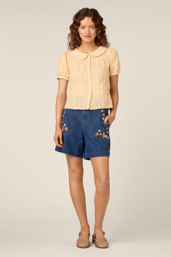 Princess Highway - Lorelei Sweet Broderie Blouse - buttercream