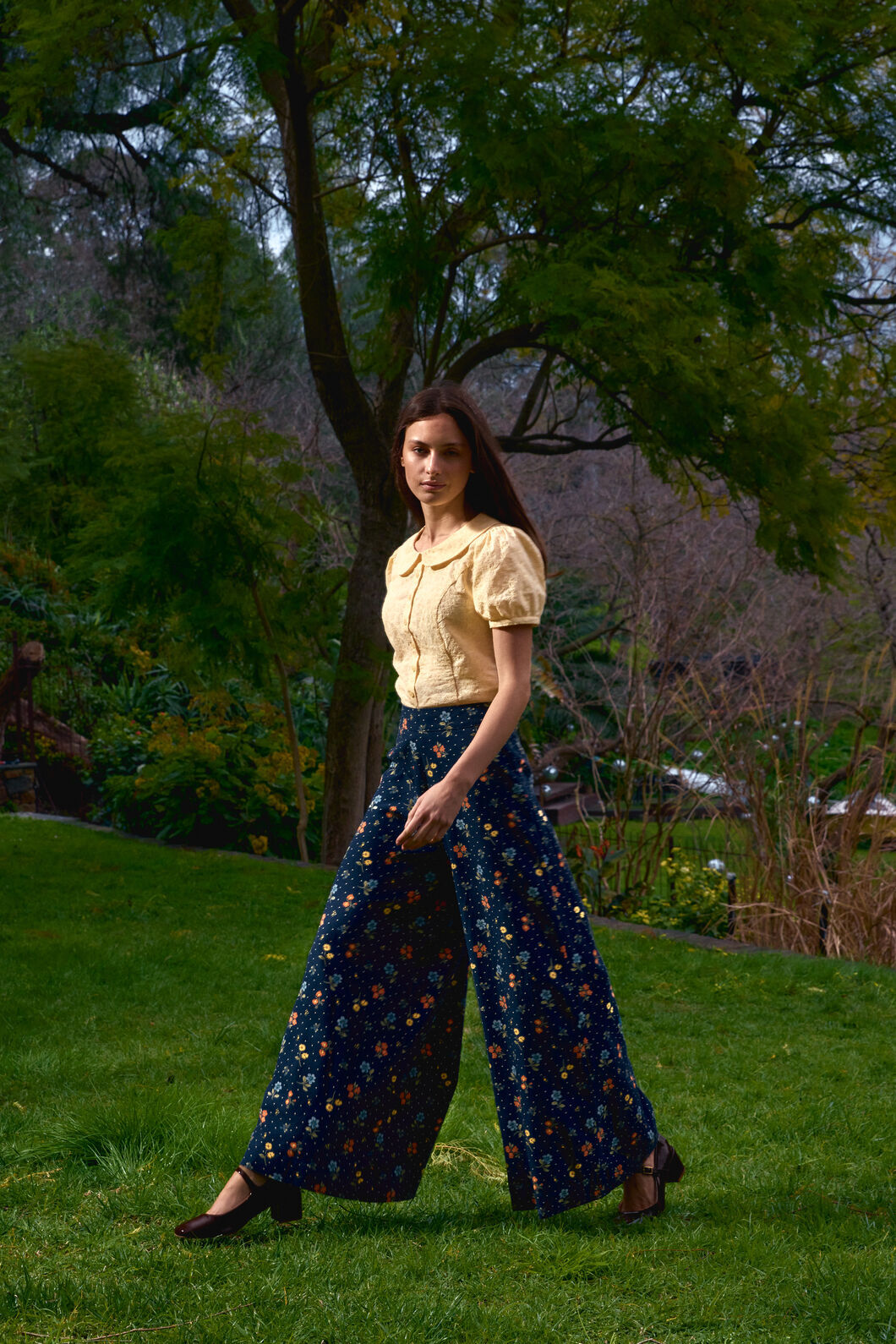 Princess Highway - Chloe Ditsy 90S Wide Leg Pant - navy