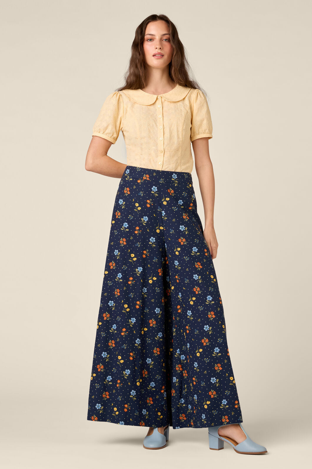 Princess Highway - Chloe Ditsy 90S Wide Leg Pant - navy