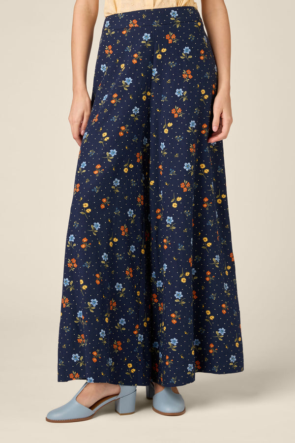 Princess Highway - Chloe Ditsy 90S Wide Leg Pant - navy