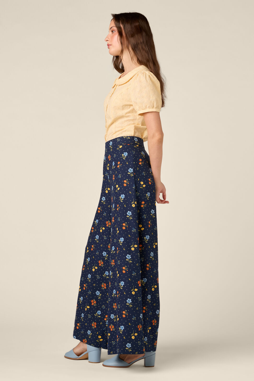 Princess Highway - Chloe Ditsy 90S Wide Leg Pant - navy