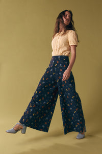Princess Highway - Chloe Ditsy 90S Wide Leg Pant - navy
