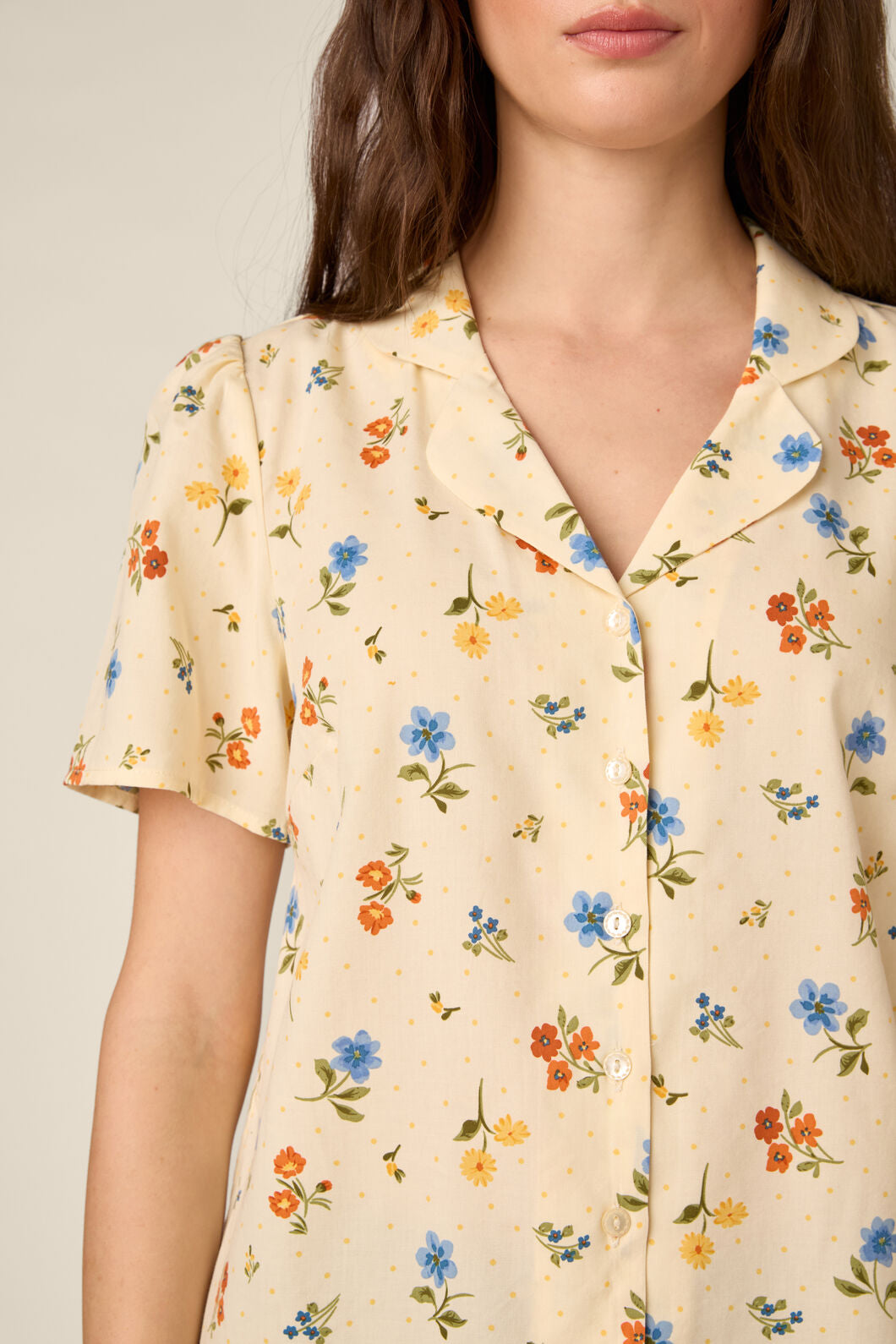 Princess Highway - Chloe Ditsy 90's Blouse - cream