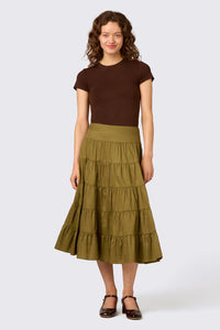 Princess Highway - Gillie Tiered Midi Skirt - olive
