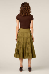 Princess Highway - Gillie Tiered Midi Skirt - olive