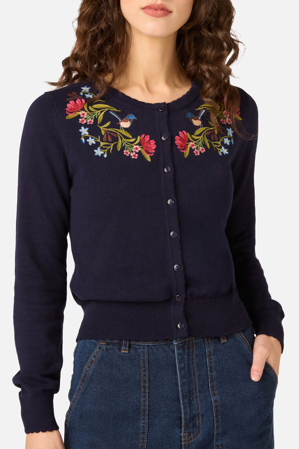 Princess Highway - Wren Embroidered Cardigan - navy