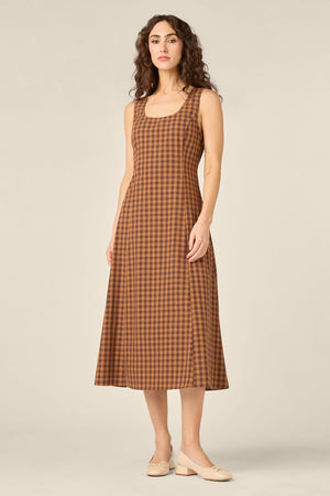 Princess Highway - Billie Check Midi Dress - chocolate