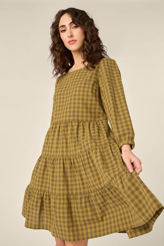 Princess Highway - Billie Check Smock Dress - olive