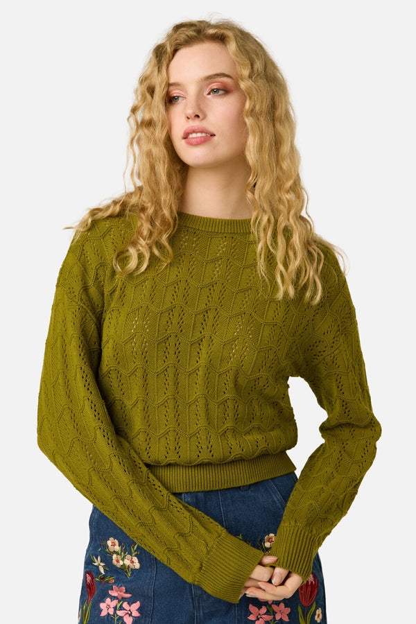 Princess Highway - Gracey Wave Knit Jumper - olive