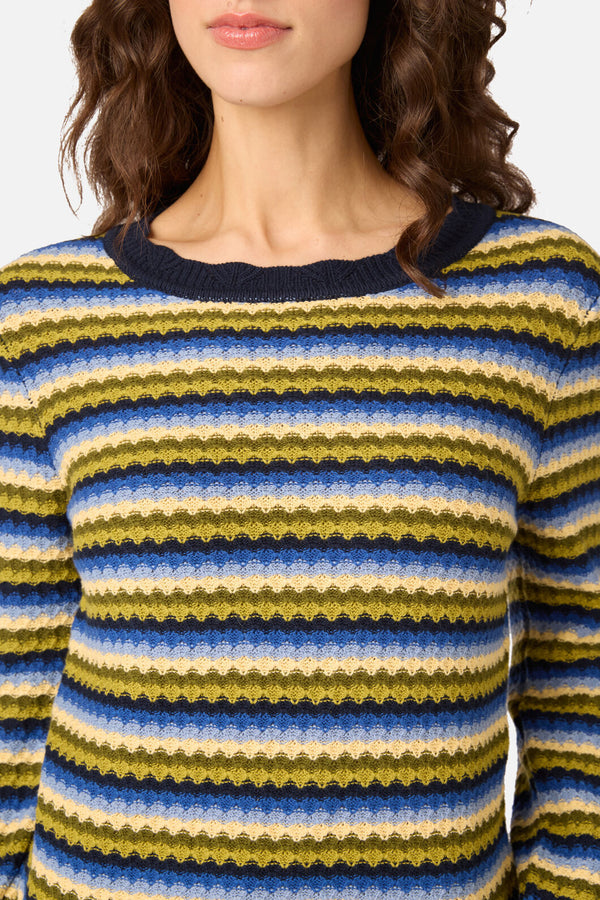 Princess Highway - Leslie Stripe Knit Jumper - green-blue