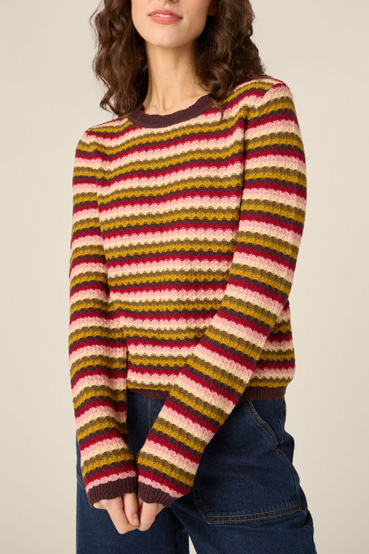 Princess Highway - Leslie Stripe Knit Jumper - pink-olive