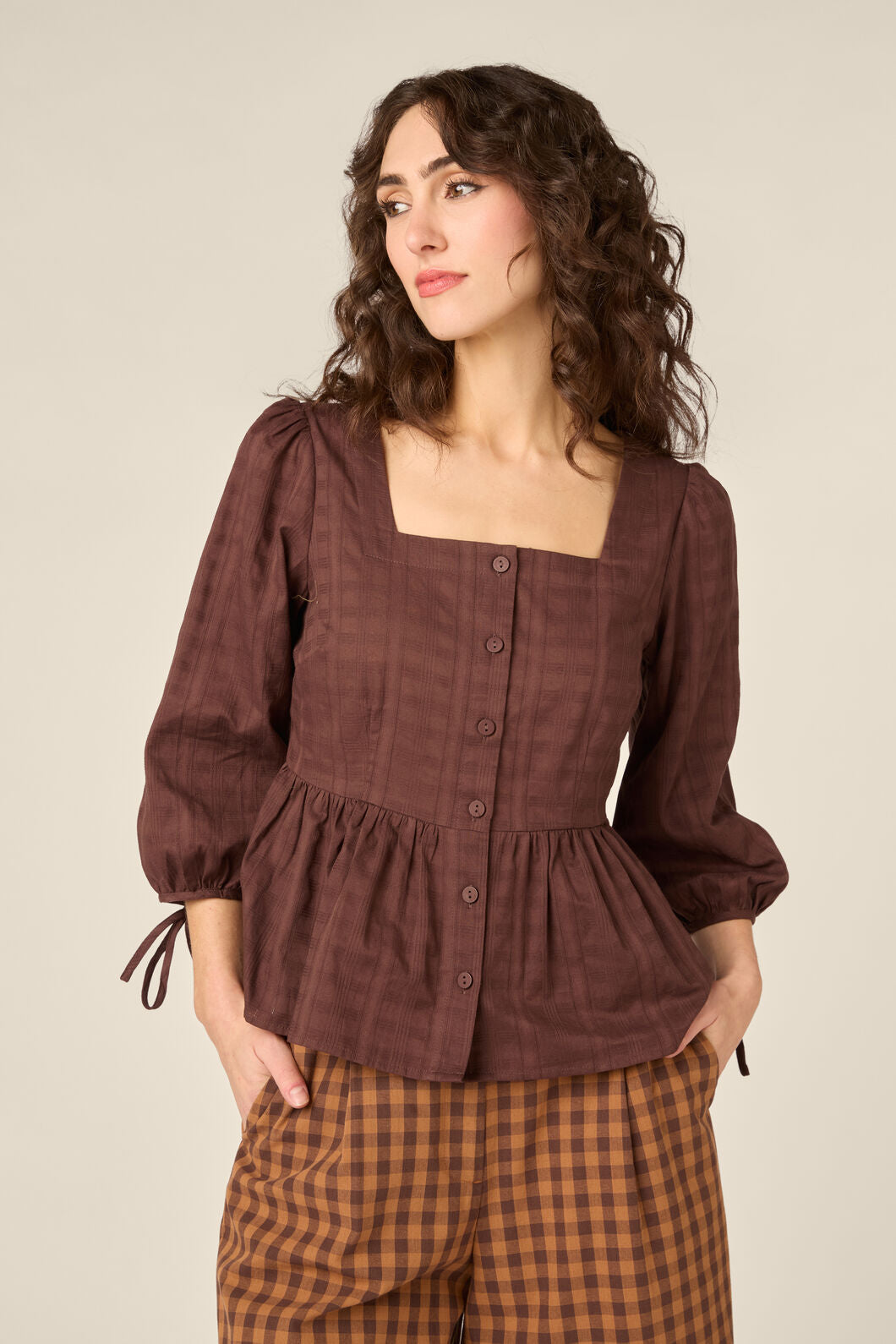 Princess Highway - Eveleigh Peplum Top - chocolate
