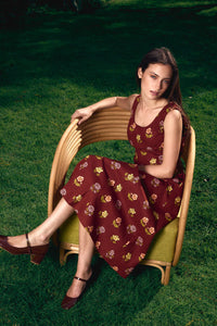 Princess Highway - Meika 90S Flower Midi Dress - rust