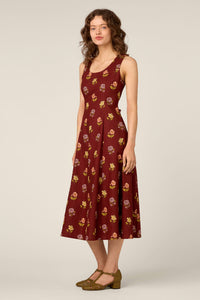 Princess Highway - Meika 90S Flower Midi Dress - rust