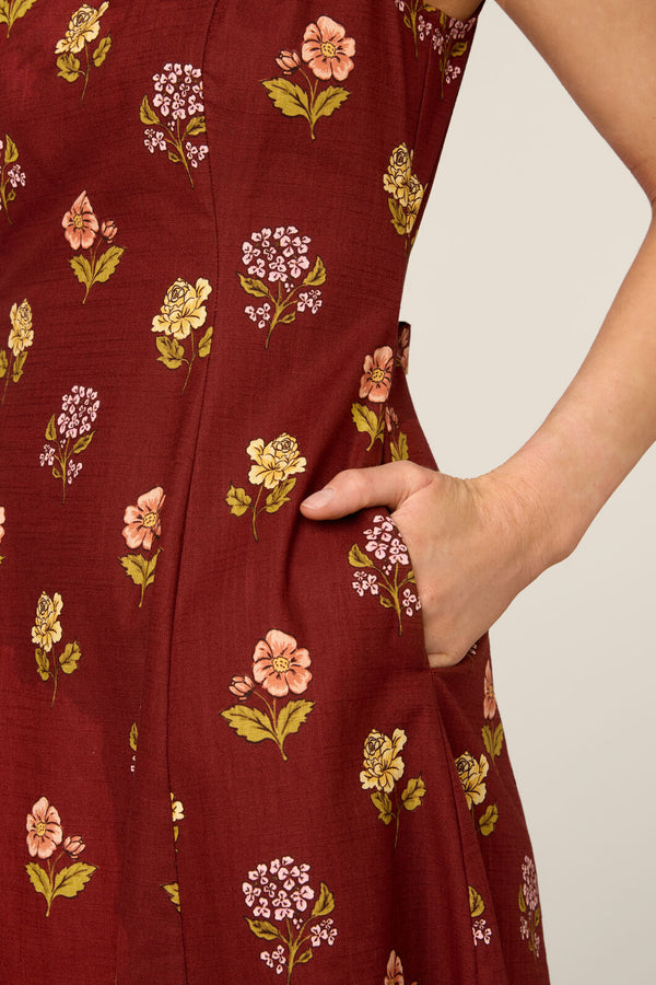 Princess Highway - Meika 90S Flower Midi Dress - rust