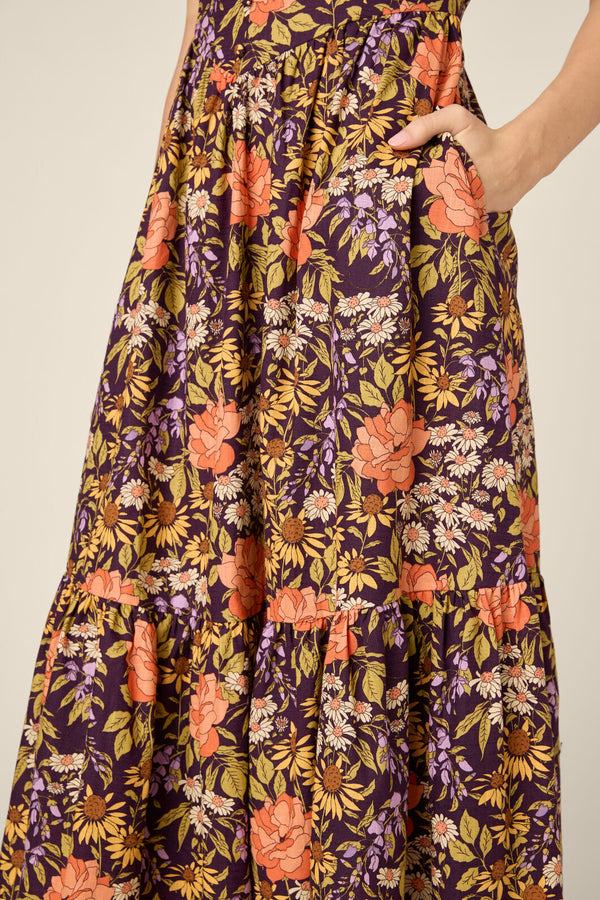 Princess Highway - Adelaide Floral Prairie Dress - plum