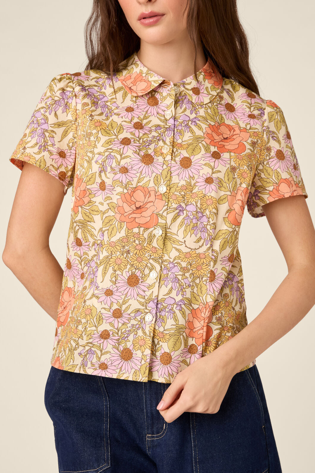 Princess Highway - Adelaide Floral Blouse - cream