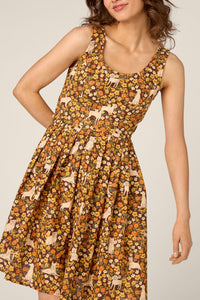 Princess Highway - Dogs & Flowers Sun Dress - chocolate