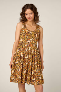 Princess Highway - Dogs & Flowers Sun Dress - chocolate