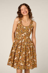 Princess Highway - Dogs & Flowers Sun Dress - chocolate