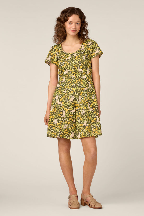 Princess Highway - Dogs & Flowers Mini Dress - green