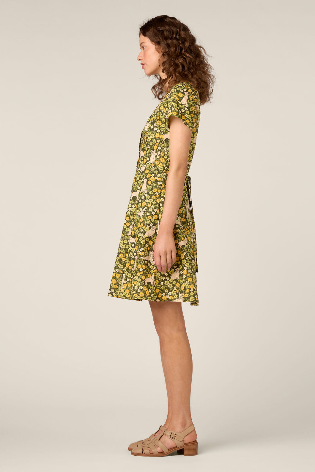 Princess Highway - Dogs & Flowers Mini Dress - green