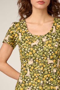 Princess Highway - Dogs & Flowers Mini Dress - green