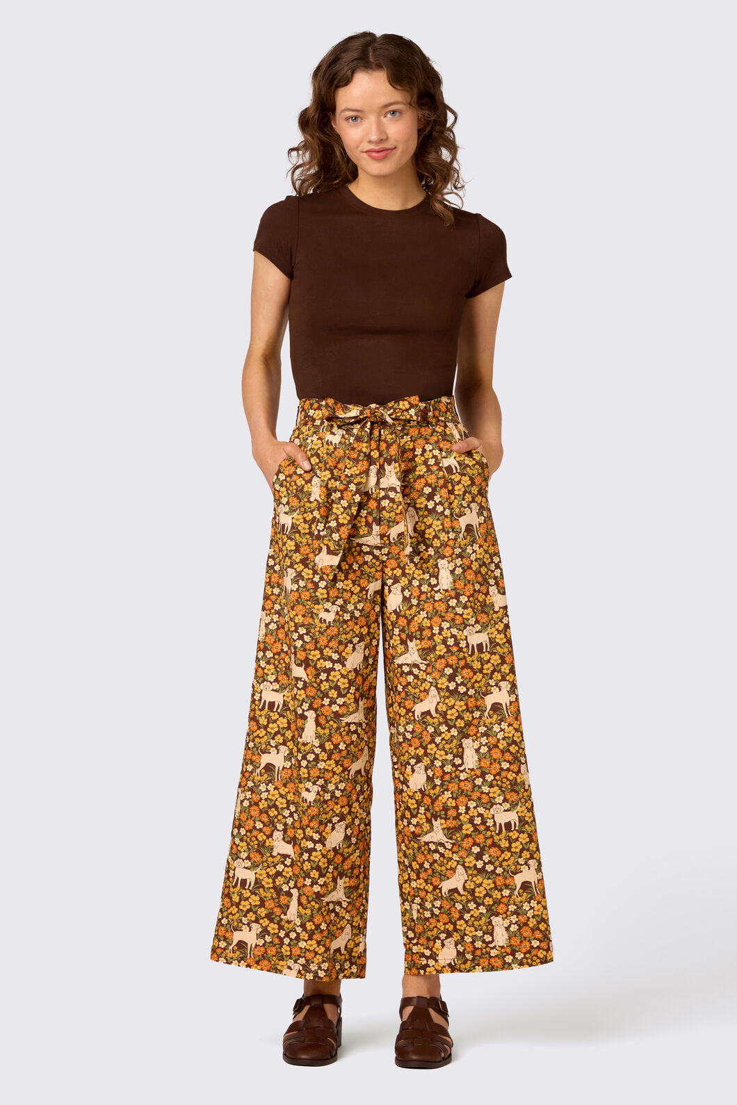 Princess Highway - Dogs & Flowers Culotte - chocolate