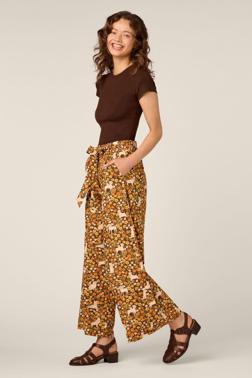 Princess Highway - Dogs & Flowers Culotte - chocolate