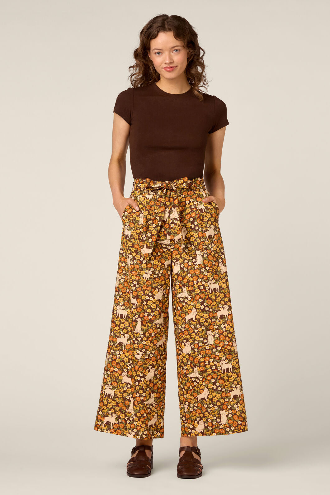 Princess Highway - Dogs & Flowers Culotte - chocolate