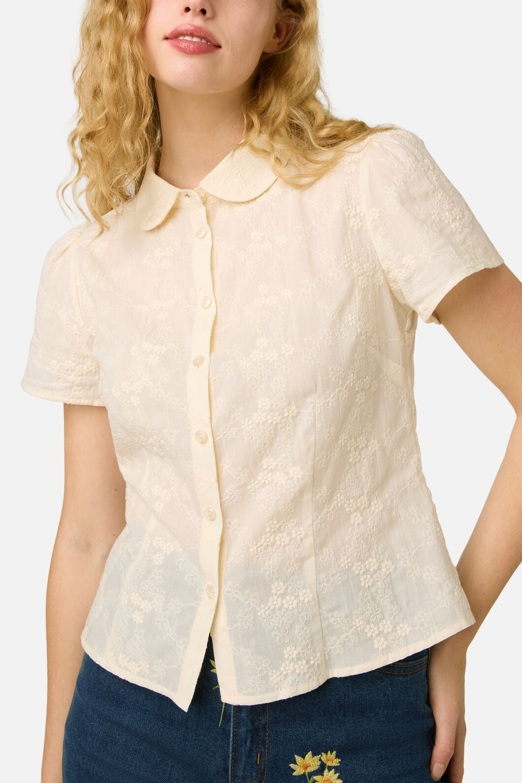 Princess Highway - Talia Broderie Blouse - cream