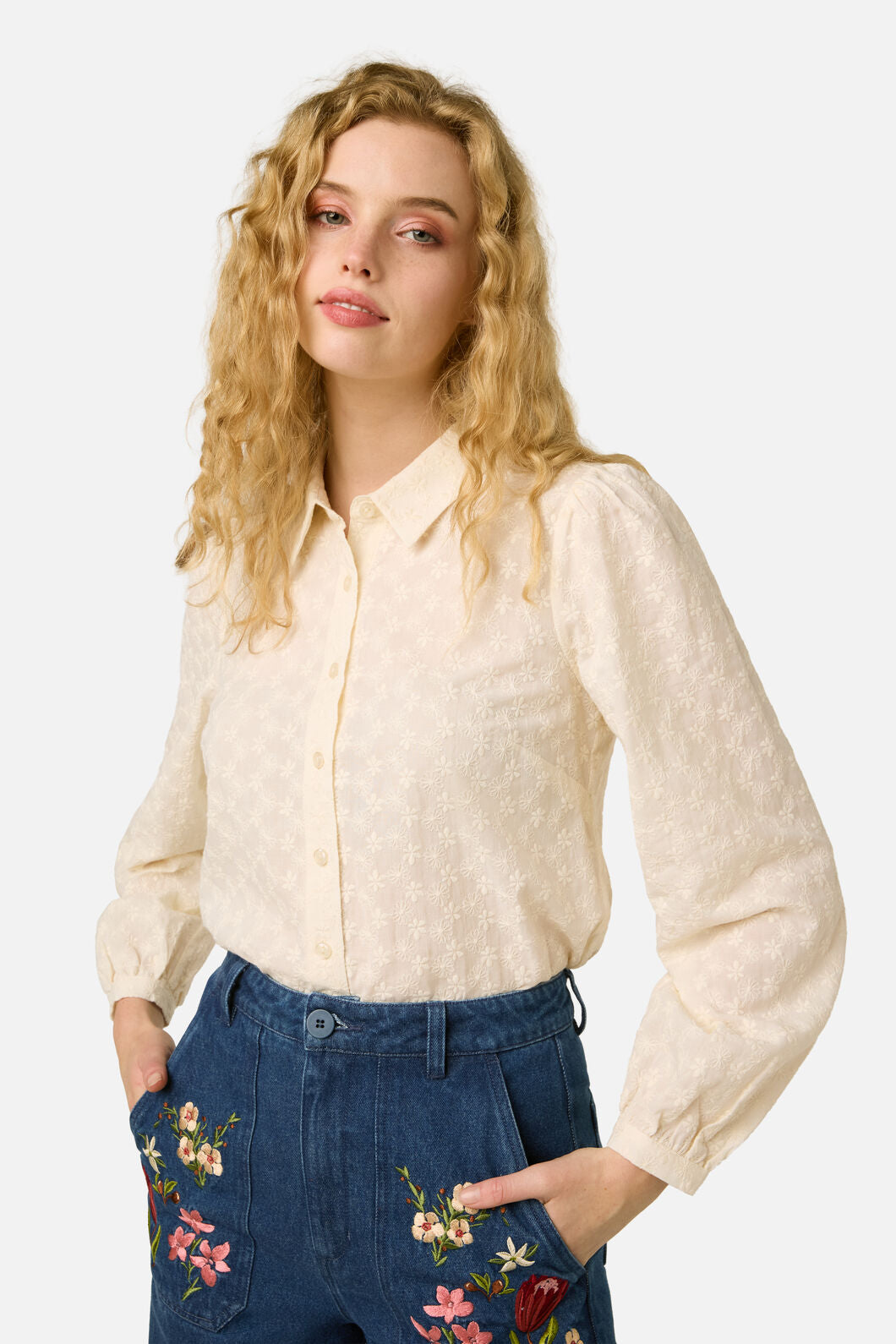 Princess Highway - Talia Broderie Blouse - cream