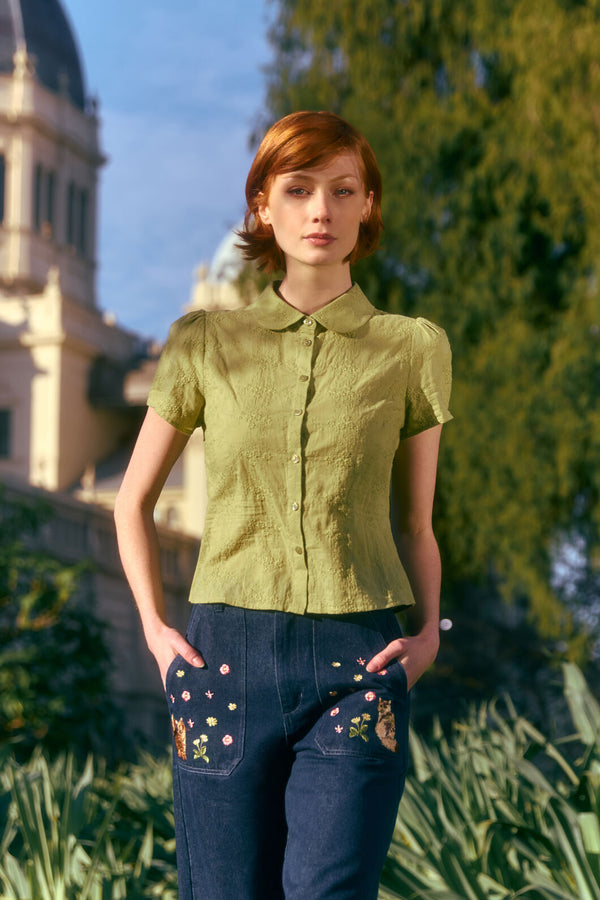 Princess Highway - Talia Broderie Blouse - olive